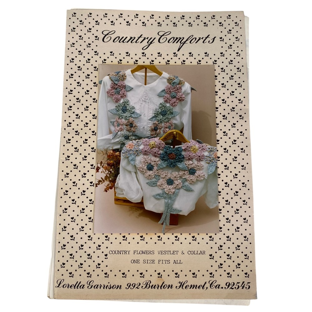 Loretta Garrison 1991 Country Flowers Vestlet & Collar Yo-Yo Sewing Pattern